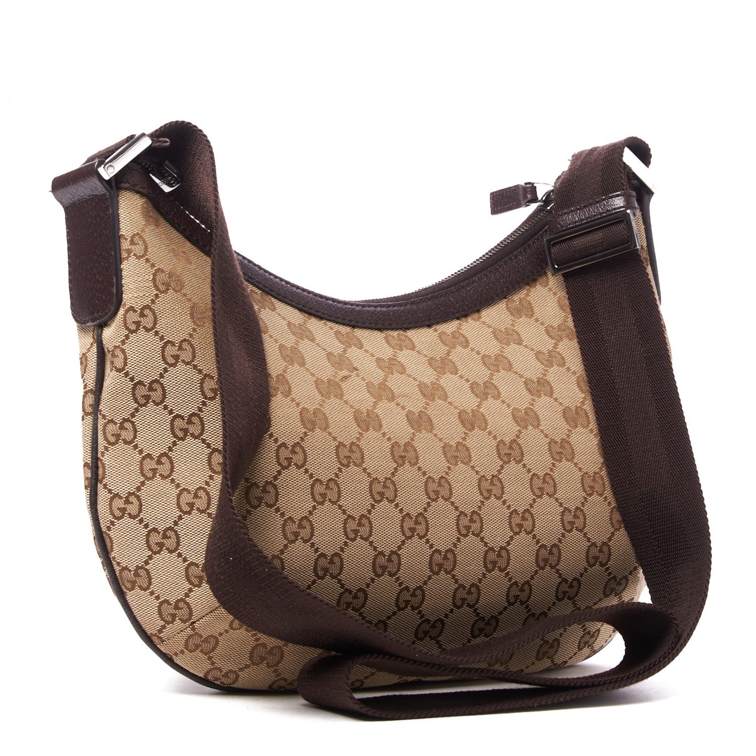 Gucci Monogram Medium Half Moon Hobo Dark Brown 2 of 8
