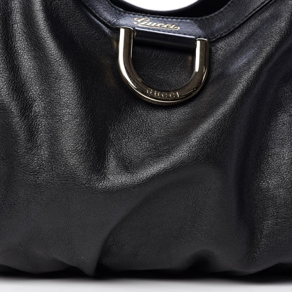 Gucci Calfskin Large D Gold Ring Shoulder Bag Black 10 of 14