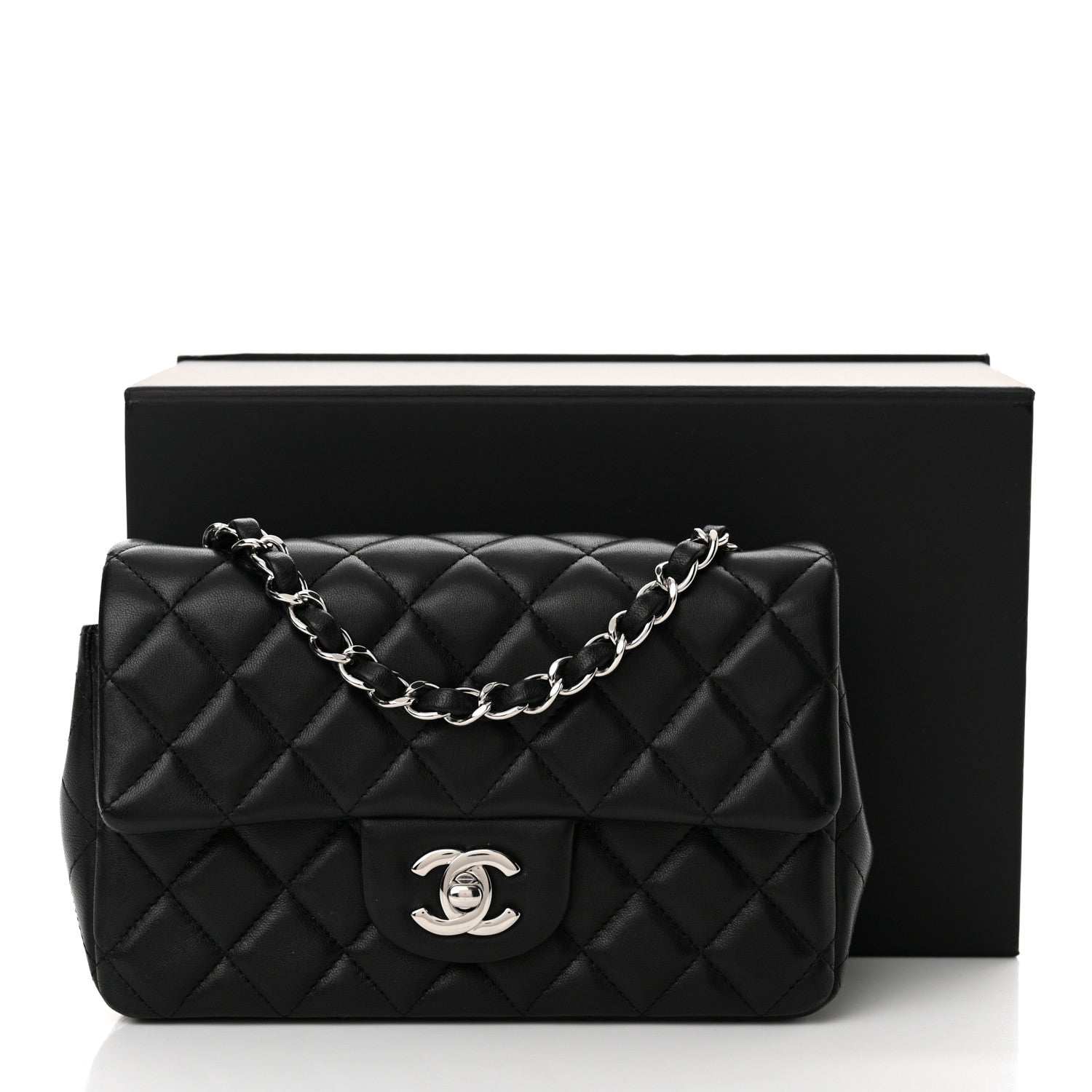 Chanel Lambskin Quilted Mini Rectangular Flap Black 12 of 12