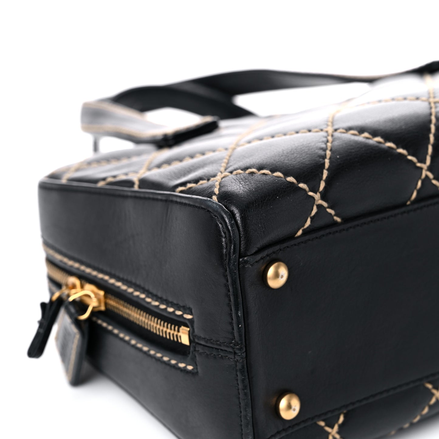 Calfskin Contrast Stitch Surpique Bowler Black
