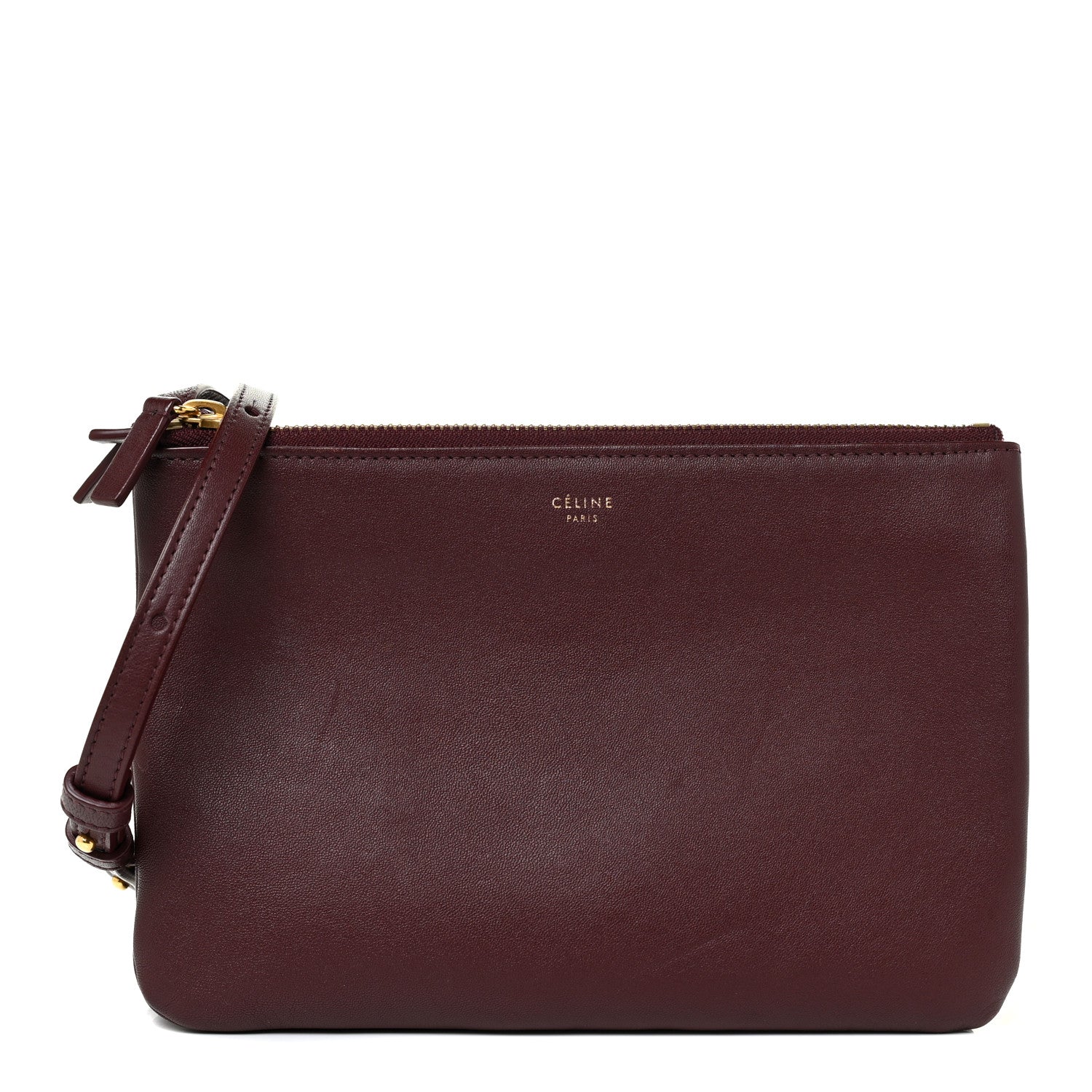 Celine Smooth Lambskin Small Trio Crossbody Bag Burgundy 1 of 12