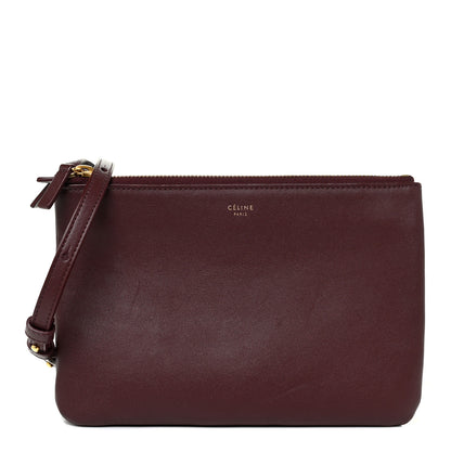 Celine Smooth Lambskin Small Trio Crossbody Bag Burgundy 1 of 12