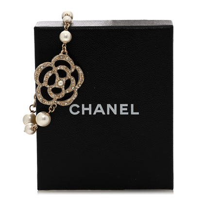 Chanel Swarovski Crystal Pearl Camellia CC Bracelet Gold 5 of 5