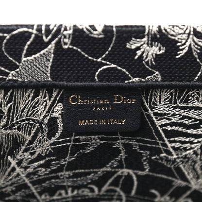 Christian Dior Canvas Embroidered Large Around The World Book Tote Black White 6 of 9
