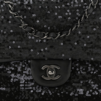 Chanel Sequin Lambskin Medium Moonlight on Water Flap Black 7 of 11