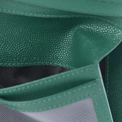 Saint Laurent Grain De Poudre Matelasse Chevron Monogram Zipped Card Case Malachite Green 7 of 8