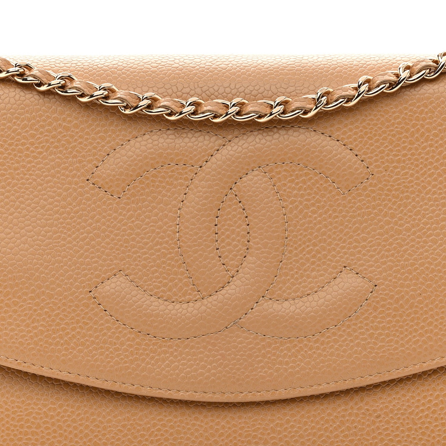 Chanel Caviar Timeless CC Wallet on Chain WOC Beige 8 of 14