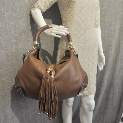 Gucci Leather Large Indy Top Handle Hobo Brown 2 of 9