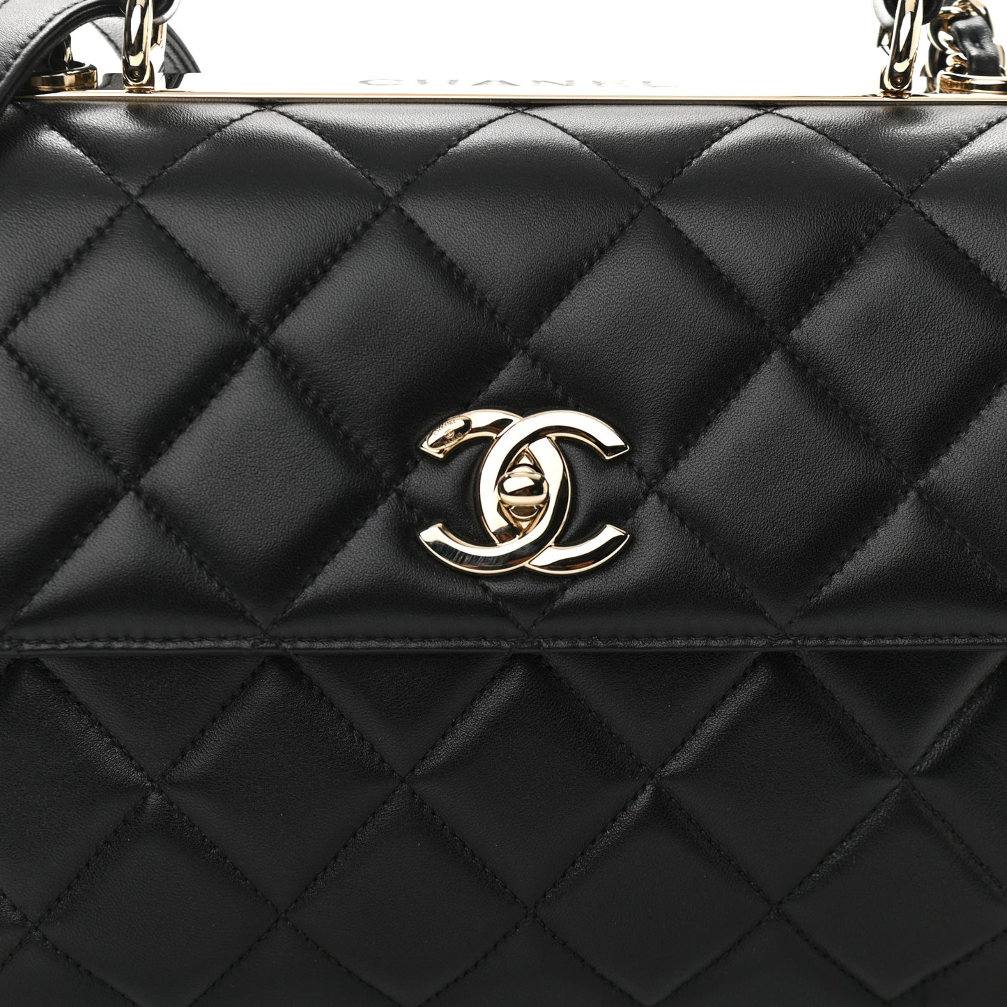Lambskin Quilted Small Trendy CC Dual Handle Flap Bag Black