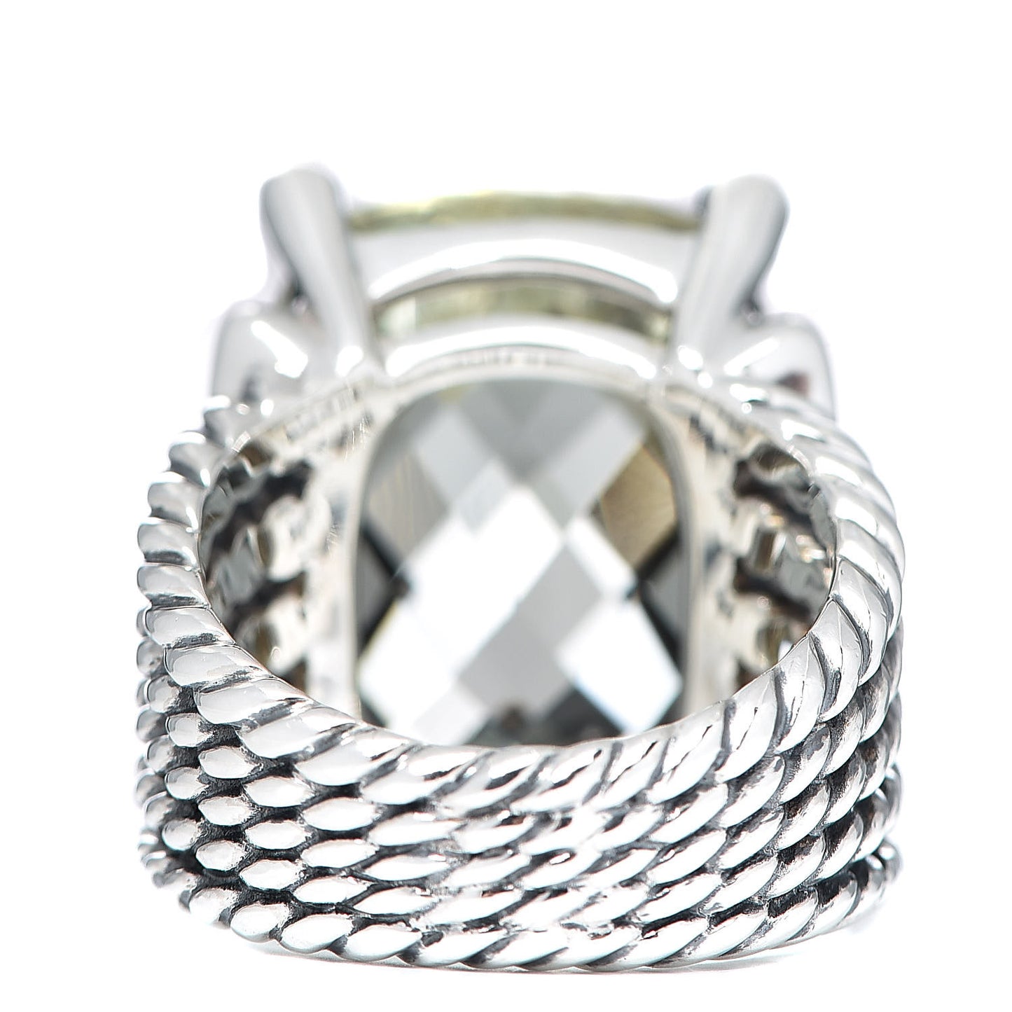Sterling Silver Diamond Prasiolite 20mm Wheaton Ring 52 6