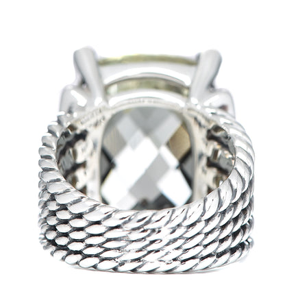 David Yurman Sterling Silver Diamond Prasiolite 20mm Wheaton Ring 52 6 4 of 5