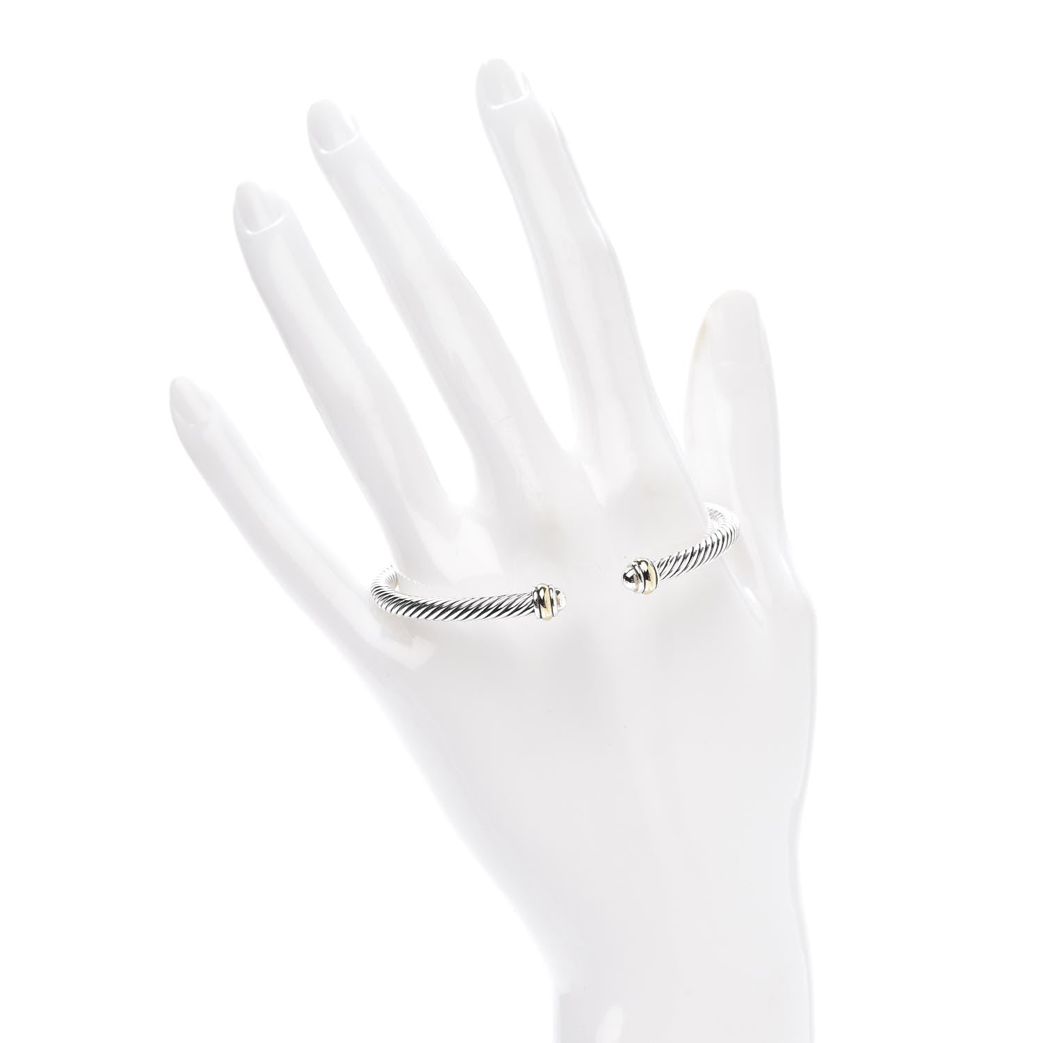 David Yurman Sterling Silver 18K Yellow Gold 4mm Cable Classics Bracelet 2 of 4