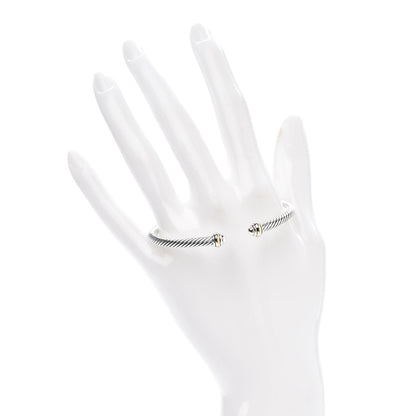 David Yurman Sterling Silver 18K Yellow Gold 4mm Cable Classics Bracelet 2 of 4