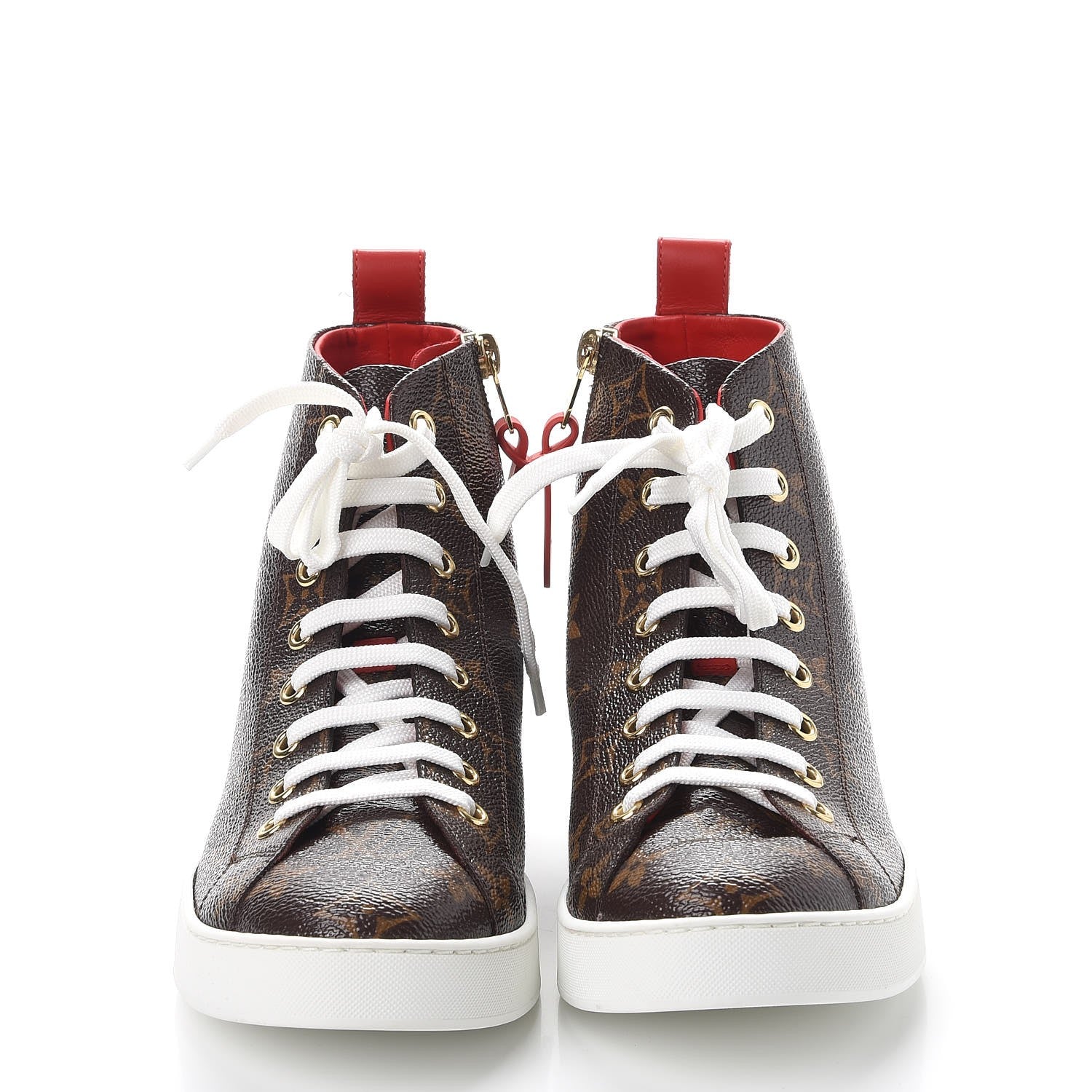 Louis Vuitton Calfskin Patent Monogram Stellar Sneaker Boots 36.5 Rouge 2 of 10