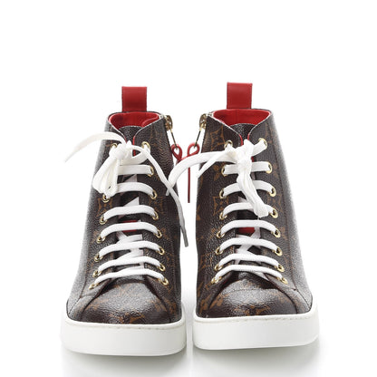 Louis Vuitton Calfskin Patent Monogram Stellar Sneaker Boots 36.5 Rouge 2 of 10