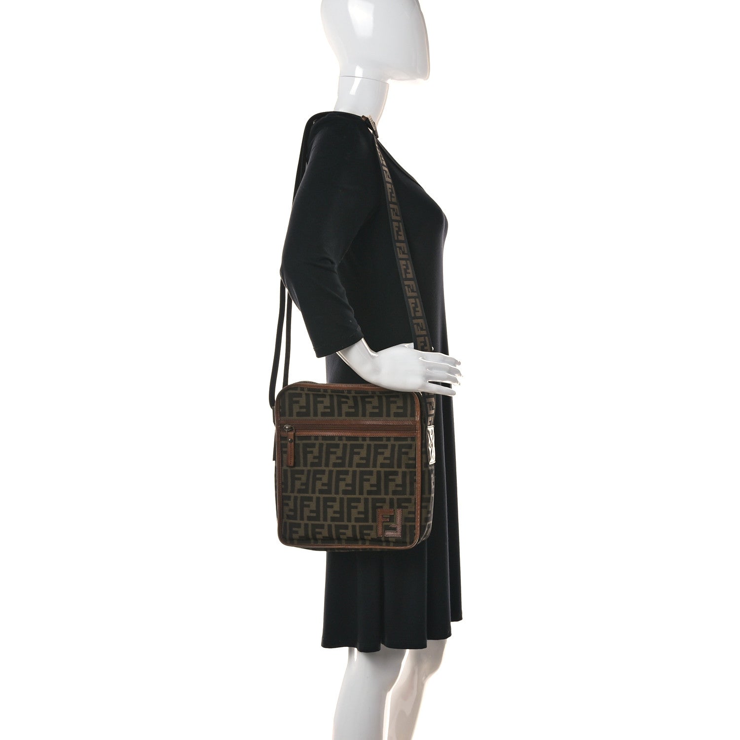 Fendi Zucca Vitello Patchwork Messenger Bag Tobacco Sabbia 2 of 17