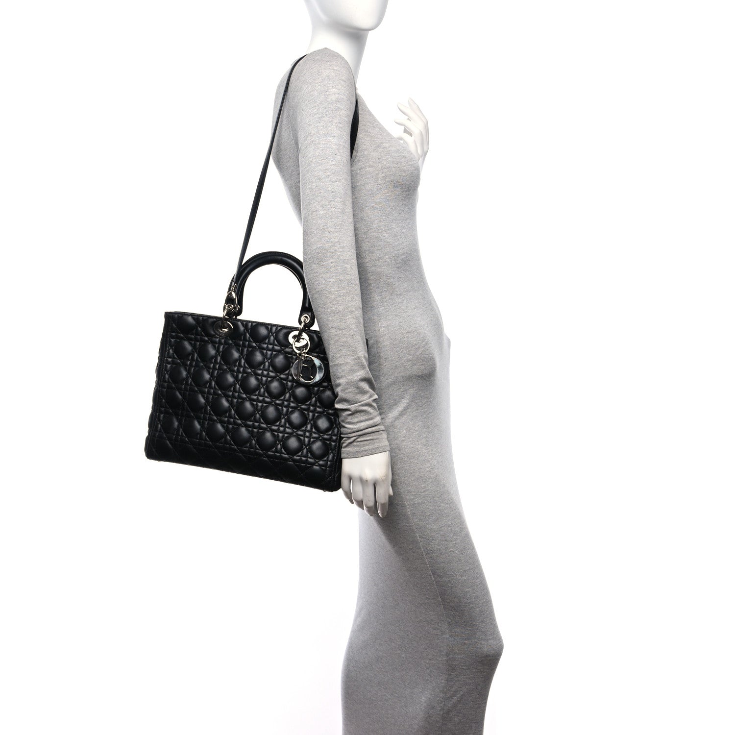 Christian Dior Lambskin Cannage Large Lady Dior Black 2 of 13