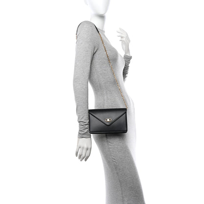 Celine Shiny Calfskin Triomphe Maillon Wallet on Chain Black 2 of 10