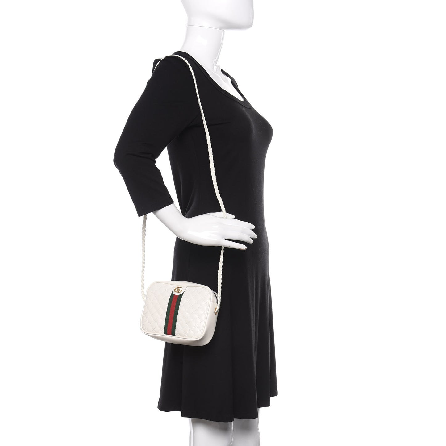 Calfskin Web Trapuntata Mini Shoulder Bag Off White