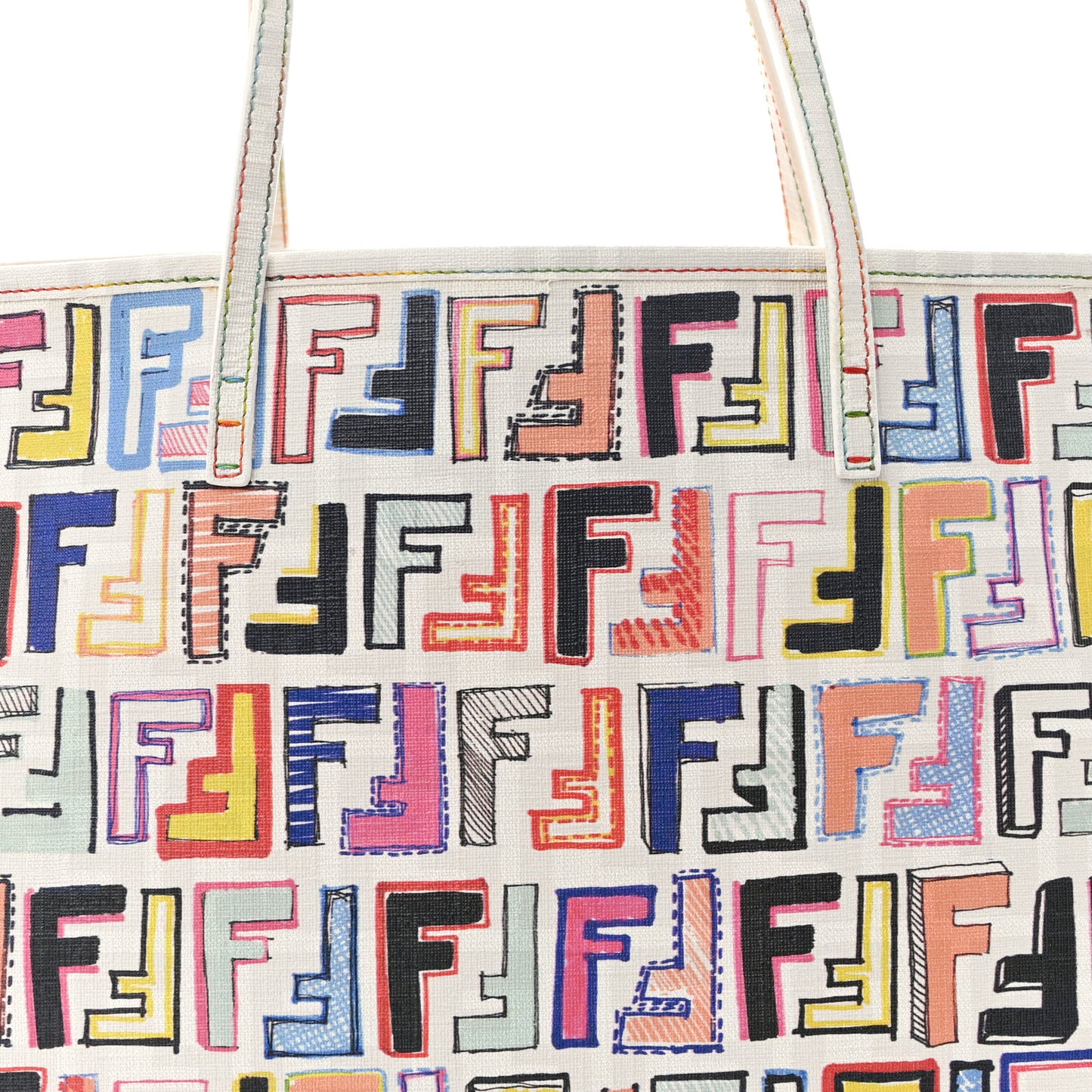 Zucca Spalmati FF Multicolor Medium Roll Tote Multicolor White