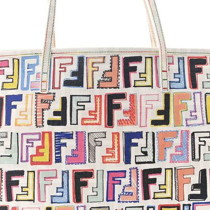 Fendi Zucca Spalmati FF Multicolor Medium Roll Tote Multicolor White 9 of 11