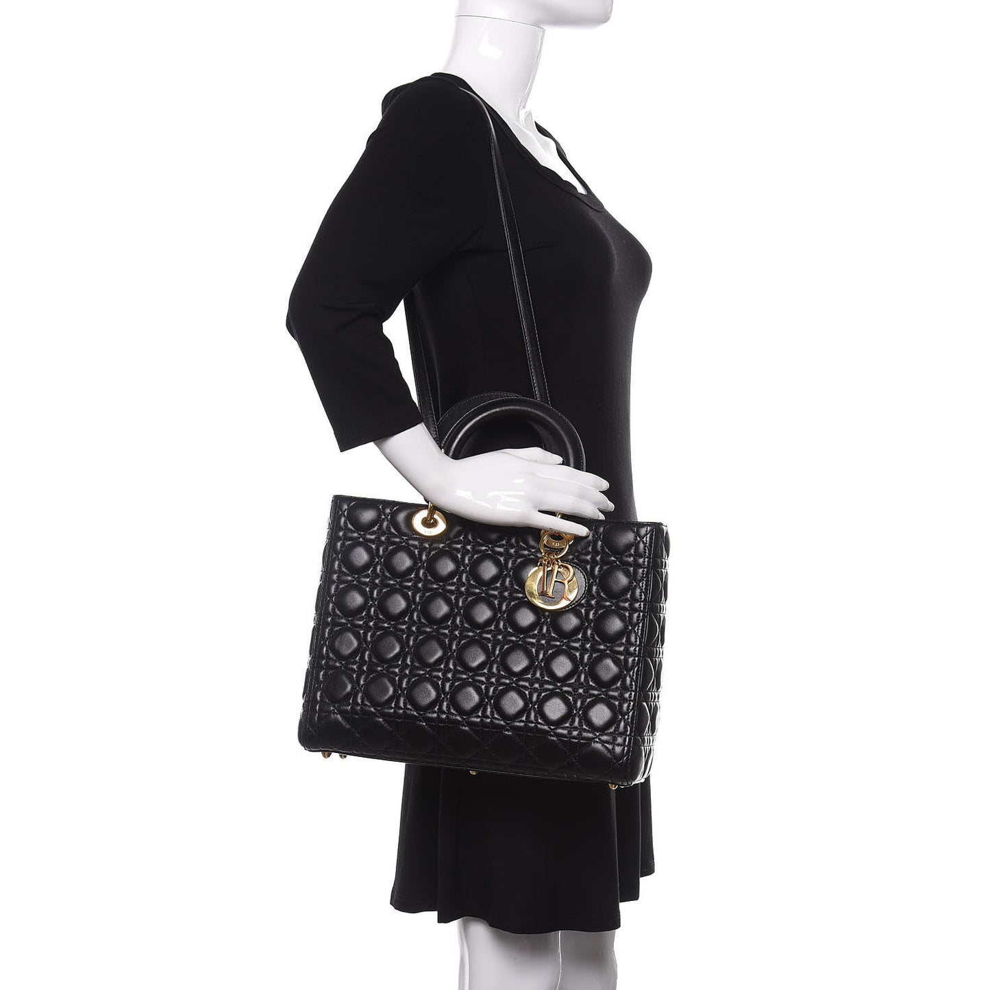 Lambskin Cannage Large Lady Dior Black