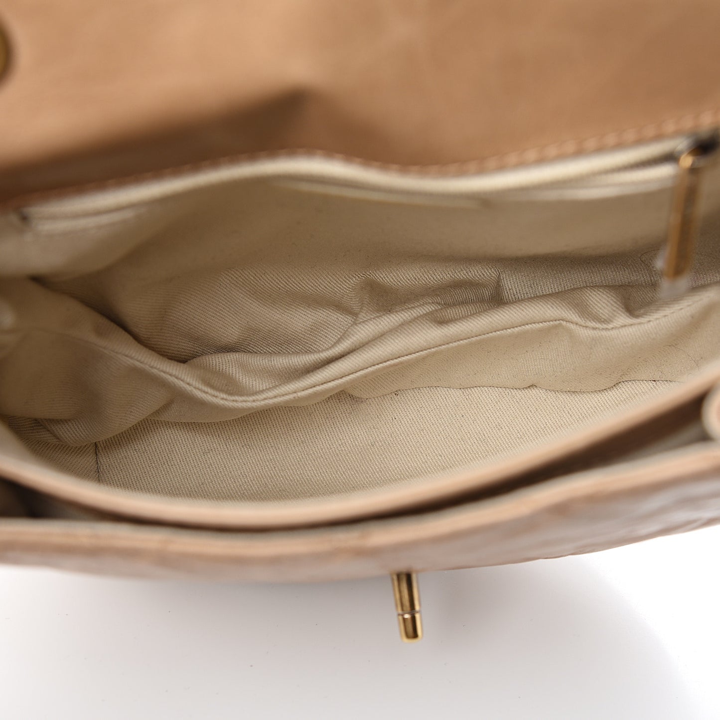 Glazed Calfskin Quilted Medium Bubble CC Flap Beige