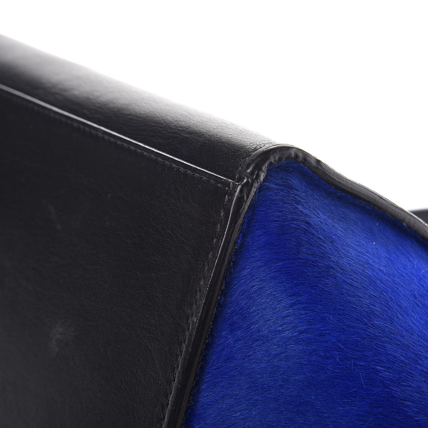 Pony Hair Smooth Calfskin Tri-color Medium Trapeze Cobalt
