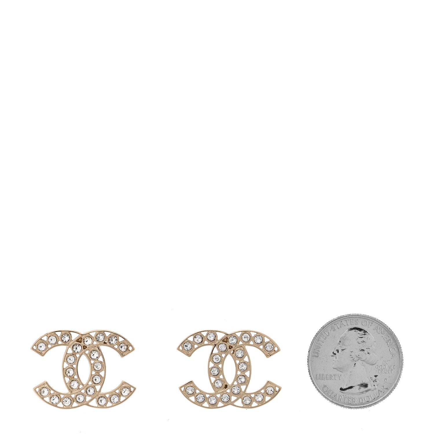 Chanel Large Strass Crystal CC Earrings CC Earrings Gold 2 of 5