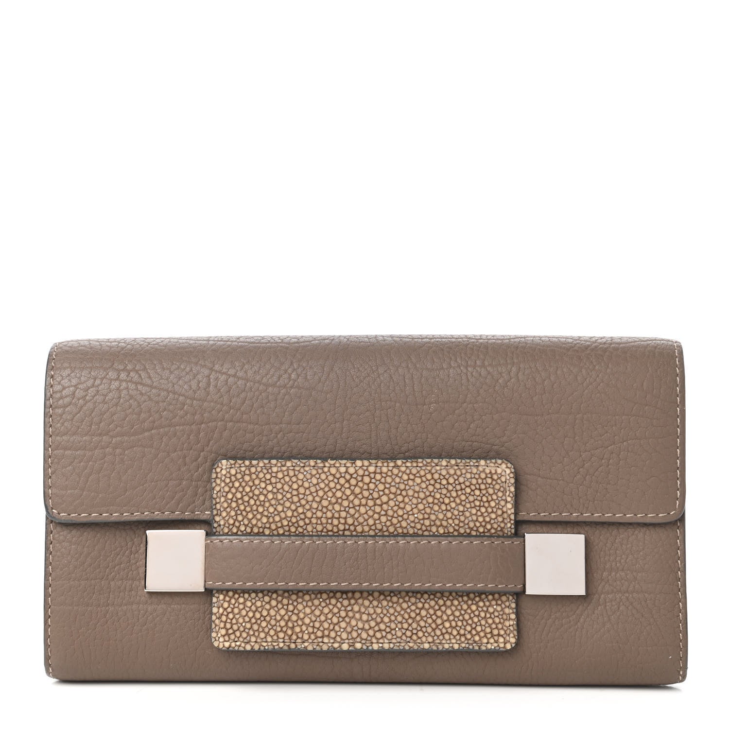 Delvaux Calfskin Galuchat Long Madame Polo Clutch Tourterelle 1 of 11