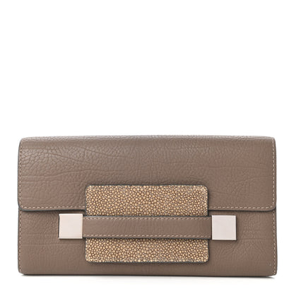 Delvaux Calfskin Galuchat Long Madame Polo Clutch Tourterelle 1 of 11