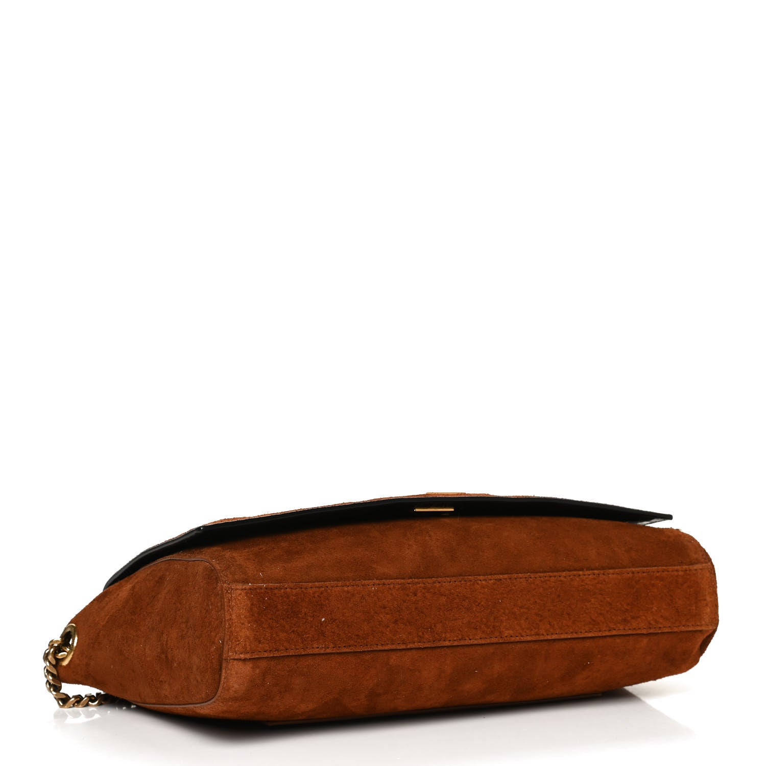 Saint Laurent Calfskin Crocodile Embossed Suede Medium Reversible Monogram Kate Satchel Military Taupe 7 of 16