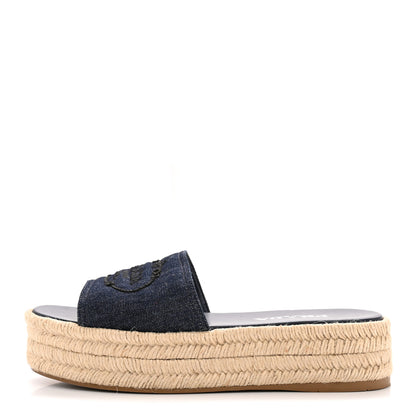 Prada Denim Logo Espadrilles Sandals 39 Blue 1 of 9