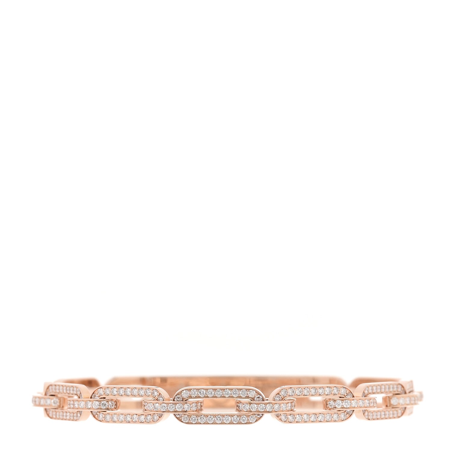 Hermes 18K Rose Gold Diamond Full Pave PM Kelly Chaine Bracelet ST 2 of 3