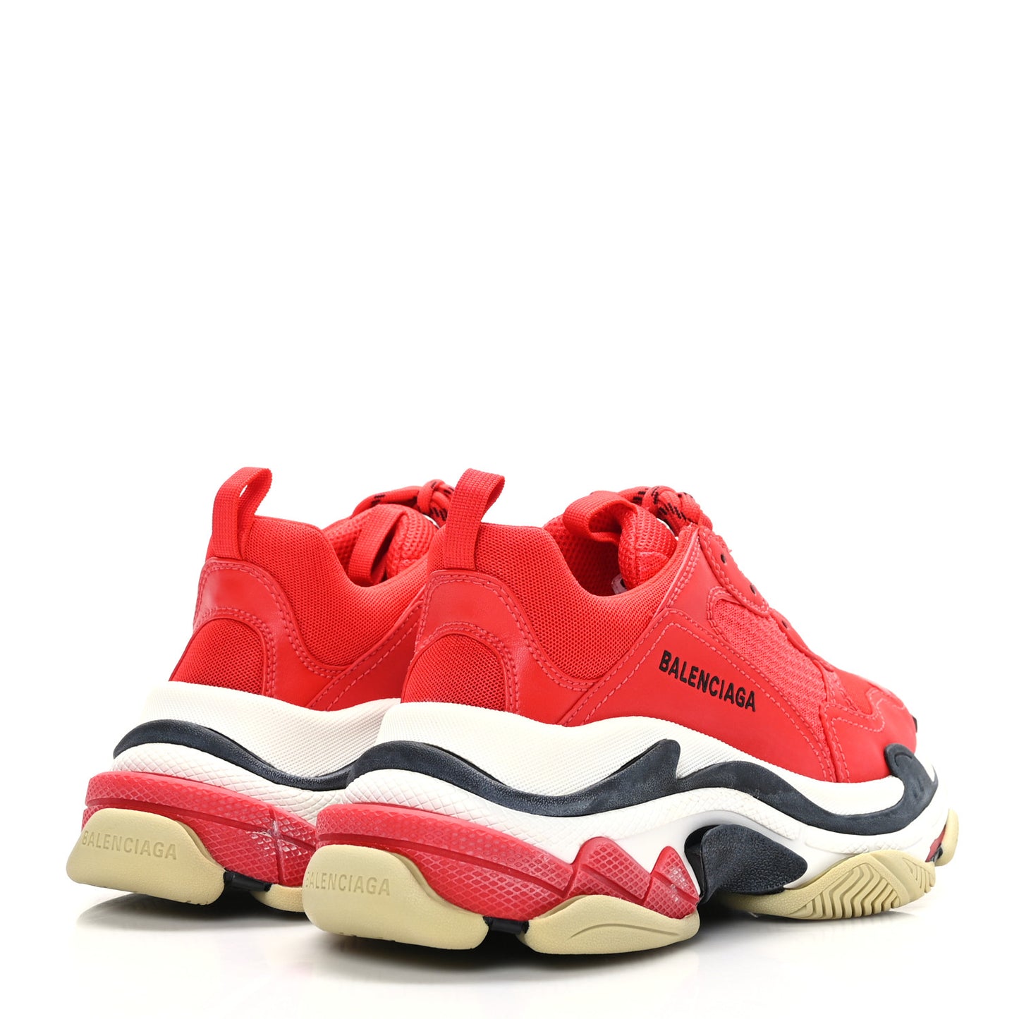 Washed Effect Fabric Mesh Mens Triple S Sneakers 39 Red Black