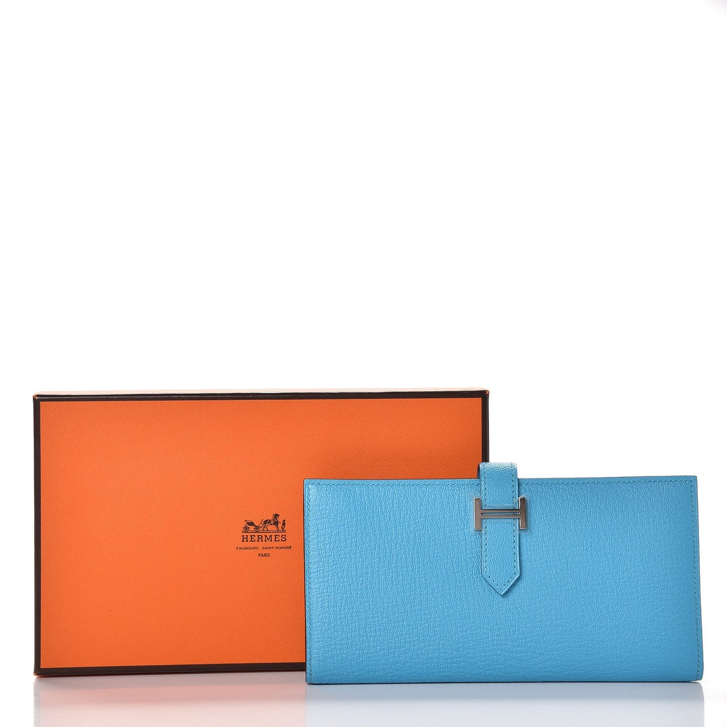 Chevre Mysore Bearn Gusset Wallet Bleu Azteque