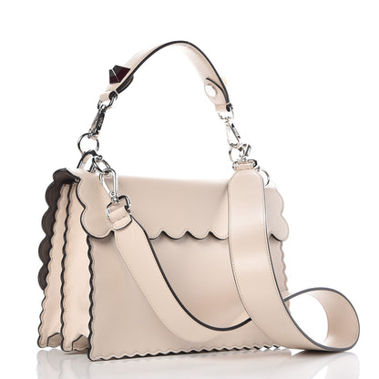Fendi Vitello Liberty Lucido Flowers and Bows Scalloped Studded Kan I Shoulder Bag Camelia Black Cherry 3 of 7