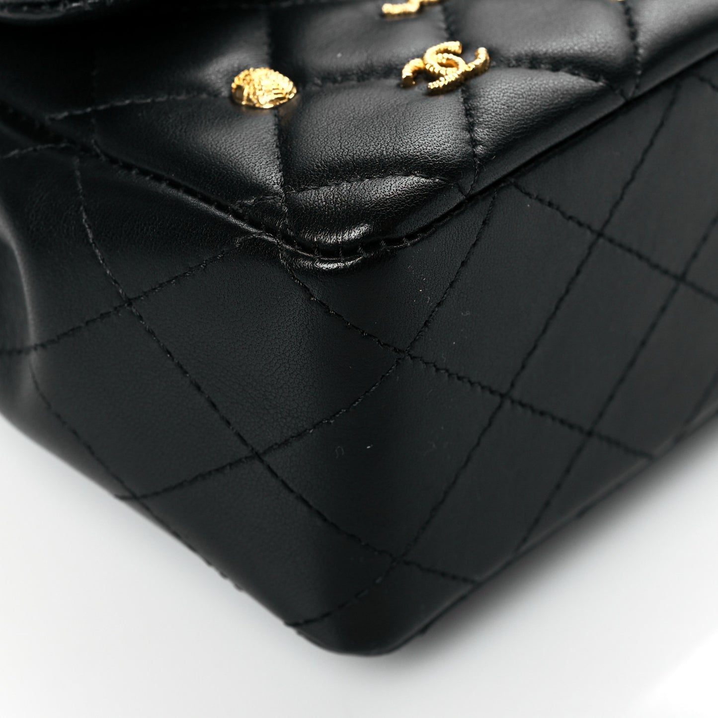 Lambskin Quilted Egyptian Amulet Mini Rectangular Flap Black