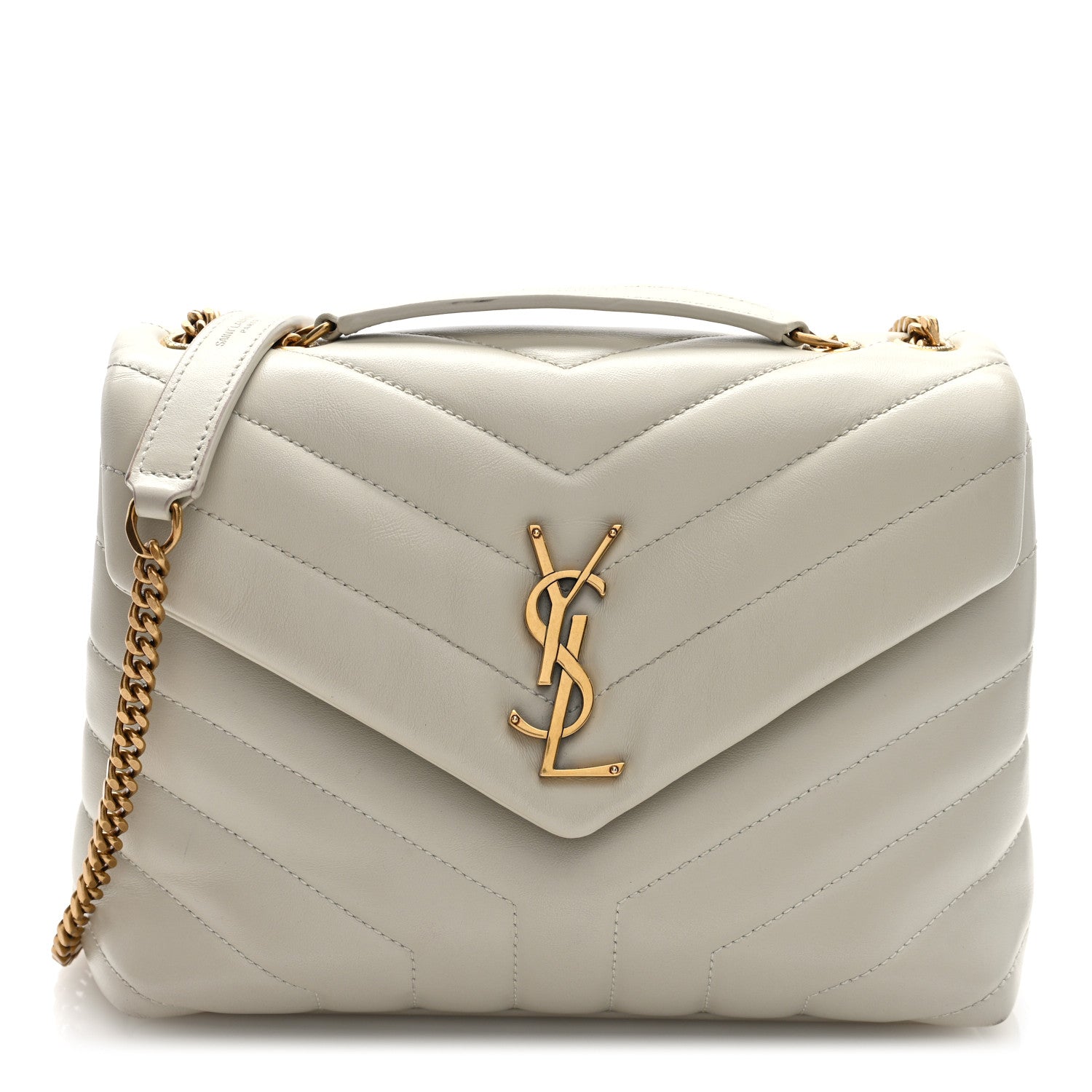 Saint Laurent Calfskin Y Quilted Monogram Small Loulou Chain Satchel Crema Soft 1 of 9
