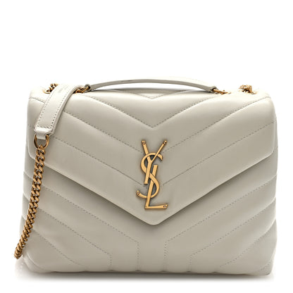 Saint Laurent Calfskin Y Quilted Monogram Small Loulou Chain Satchel Crema Soft 1 of 9