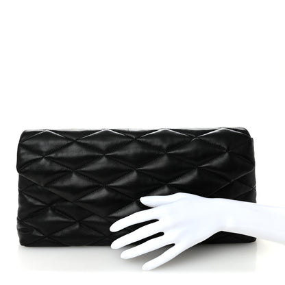 Saint Laurent Lambskin Quilted Sade Puffer Envelope Clutch  Black 2 of 9