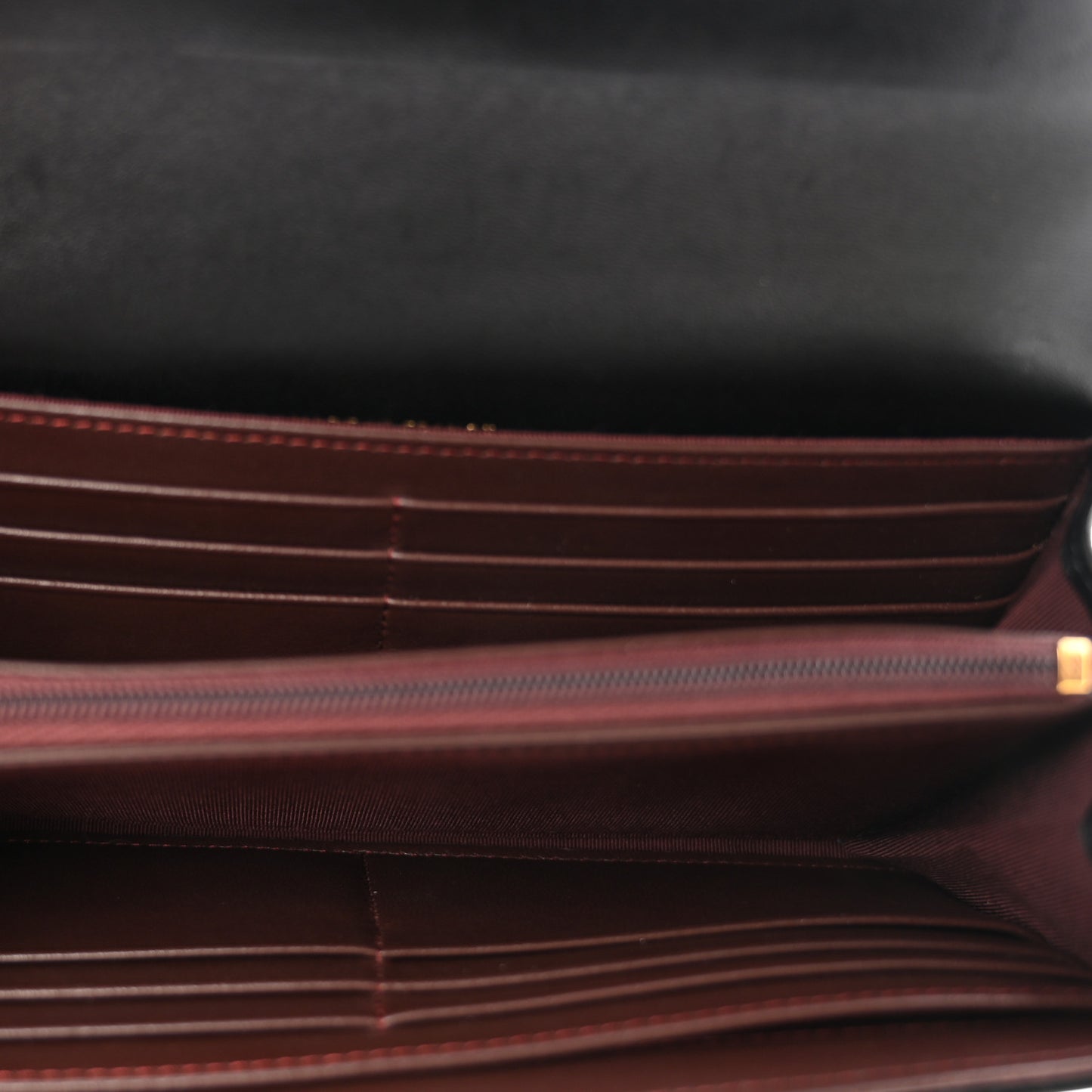 Lambskin Quilted Large Gusset Flap Wallet Black