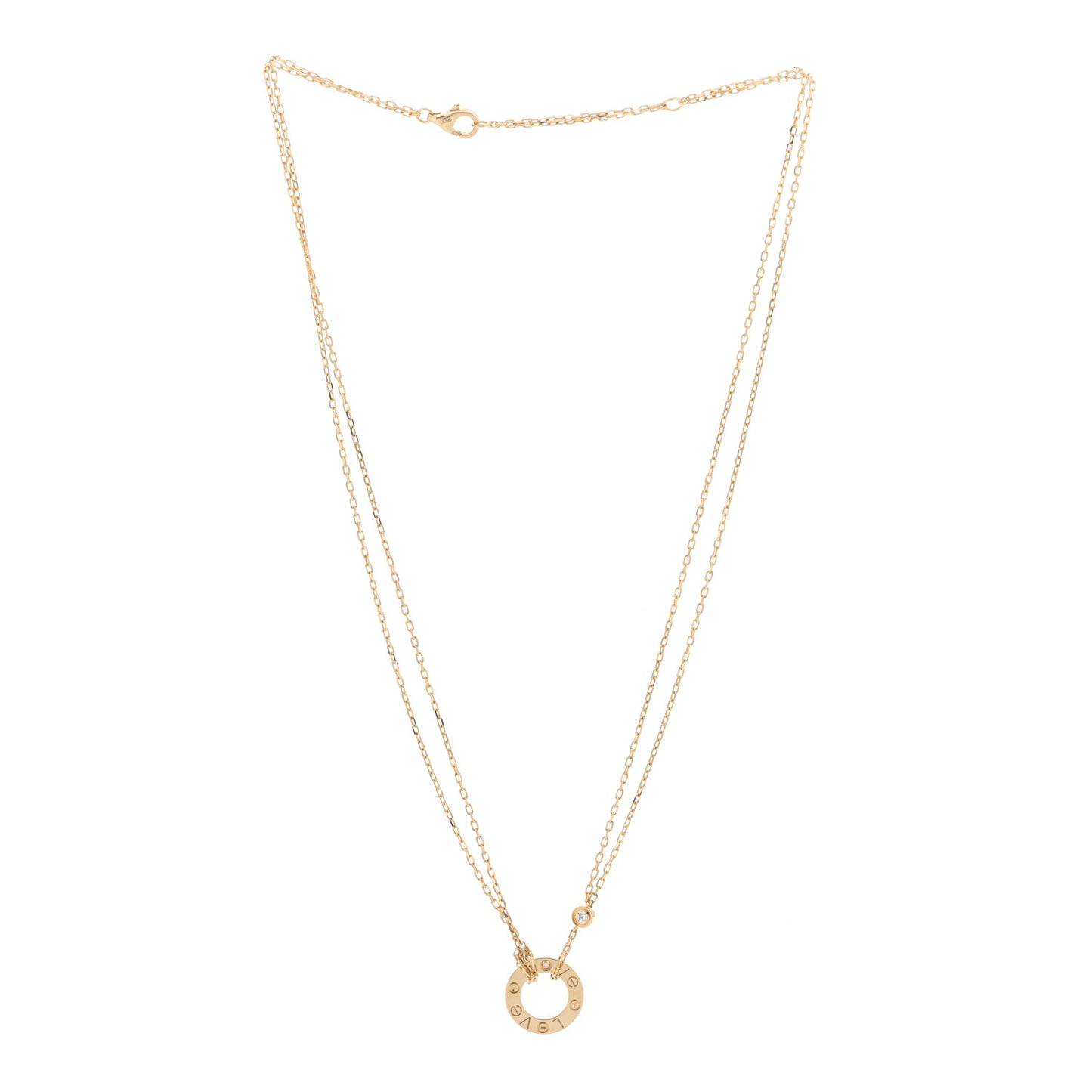 18K Yellow Gold 2 Diamond LOVE Necklace