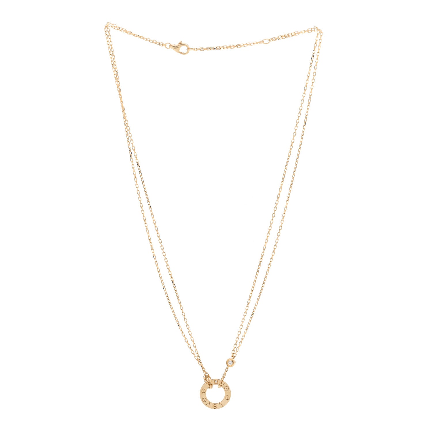 Cartier 18K Yellow Gold 2 Diamond LOVE Necklace 3 of 6