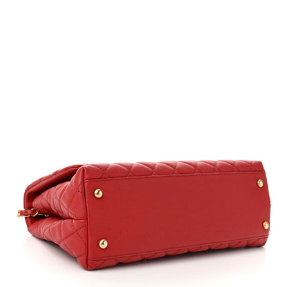 Chanel Caviar Lizard Embossed Quilted Small Coco Handle Flap Red 4 of 11