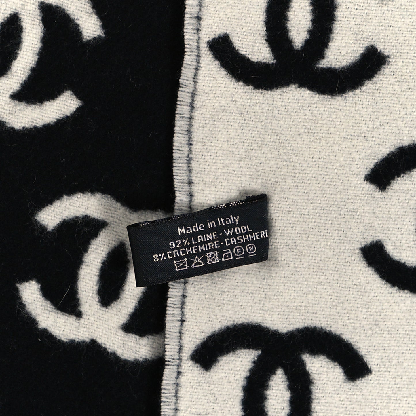 Wool Cashmere CC Scarf Black White