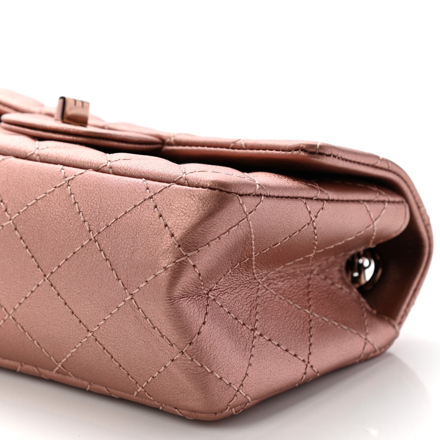 Metallic Grained Calfskin Quilted 2.55 Reissue Mini Flap Copper Pink