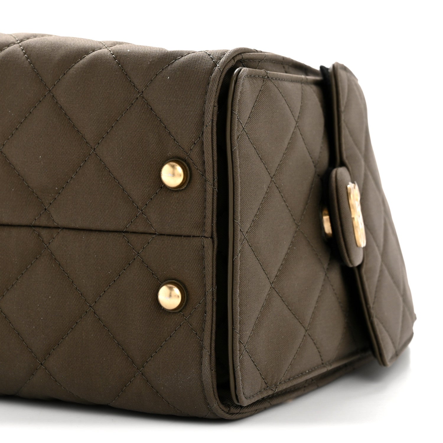 Chanel Canvas Quilted Small Chanel 25 Handbag Khaki 10 of 10