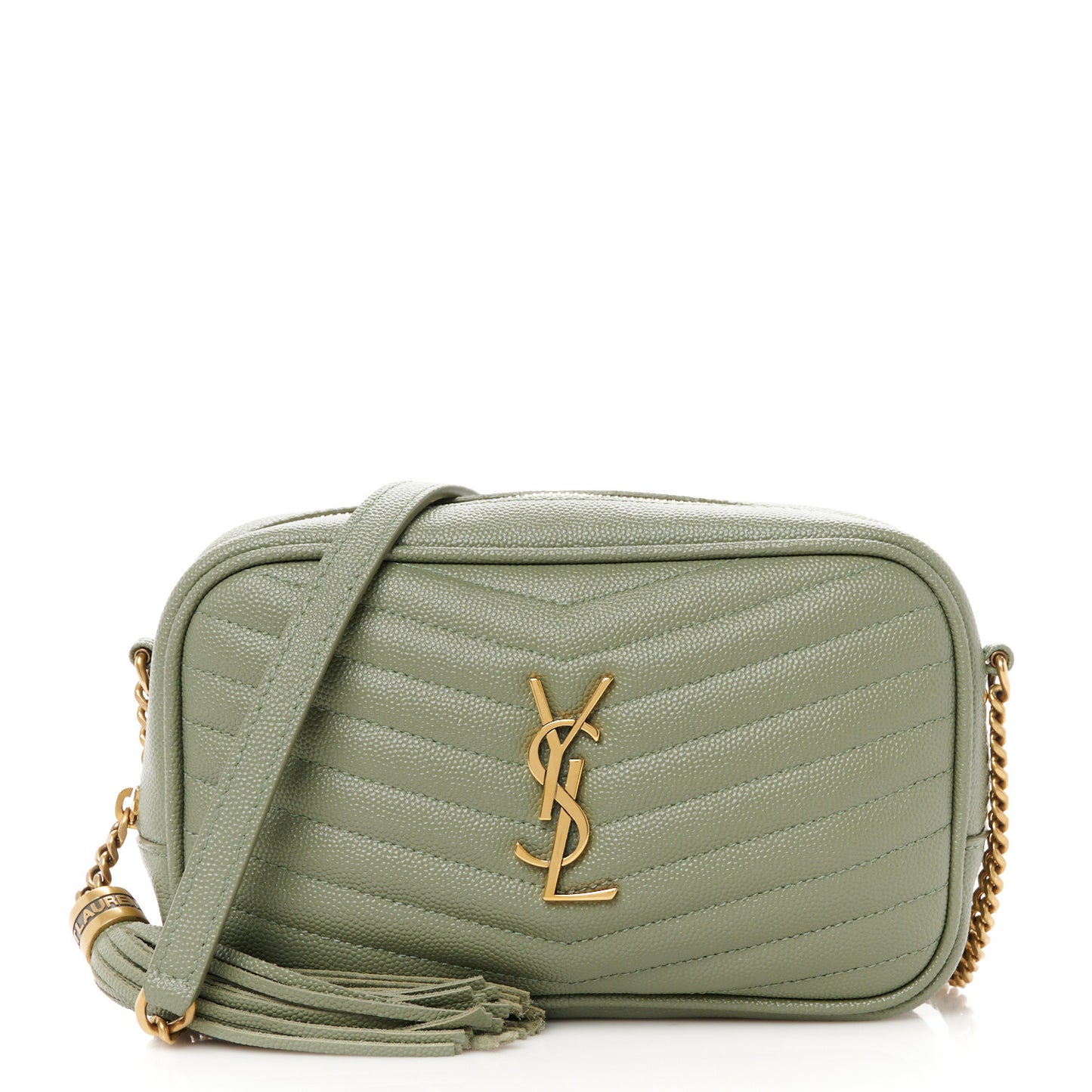 Grain De Poudre Matelasse Monogram Mini Lou Camera Bag Light Sage