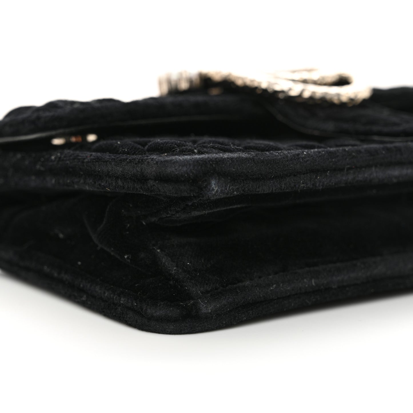 Velvet Matelasse Pearl Embellished Chain Black